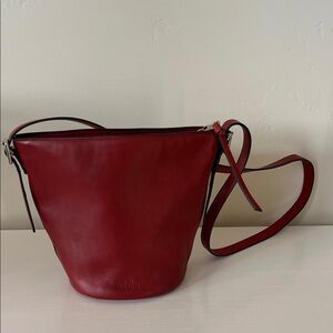 Vintage Coach Red Leather Bucket Crossbody Bag